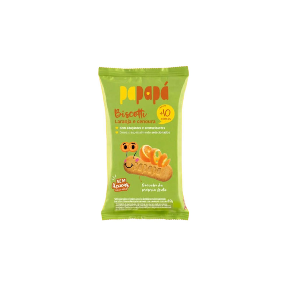 Biscoito Infantil Biscotti Com Laranja E Cenoura Papapá 60g