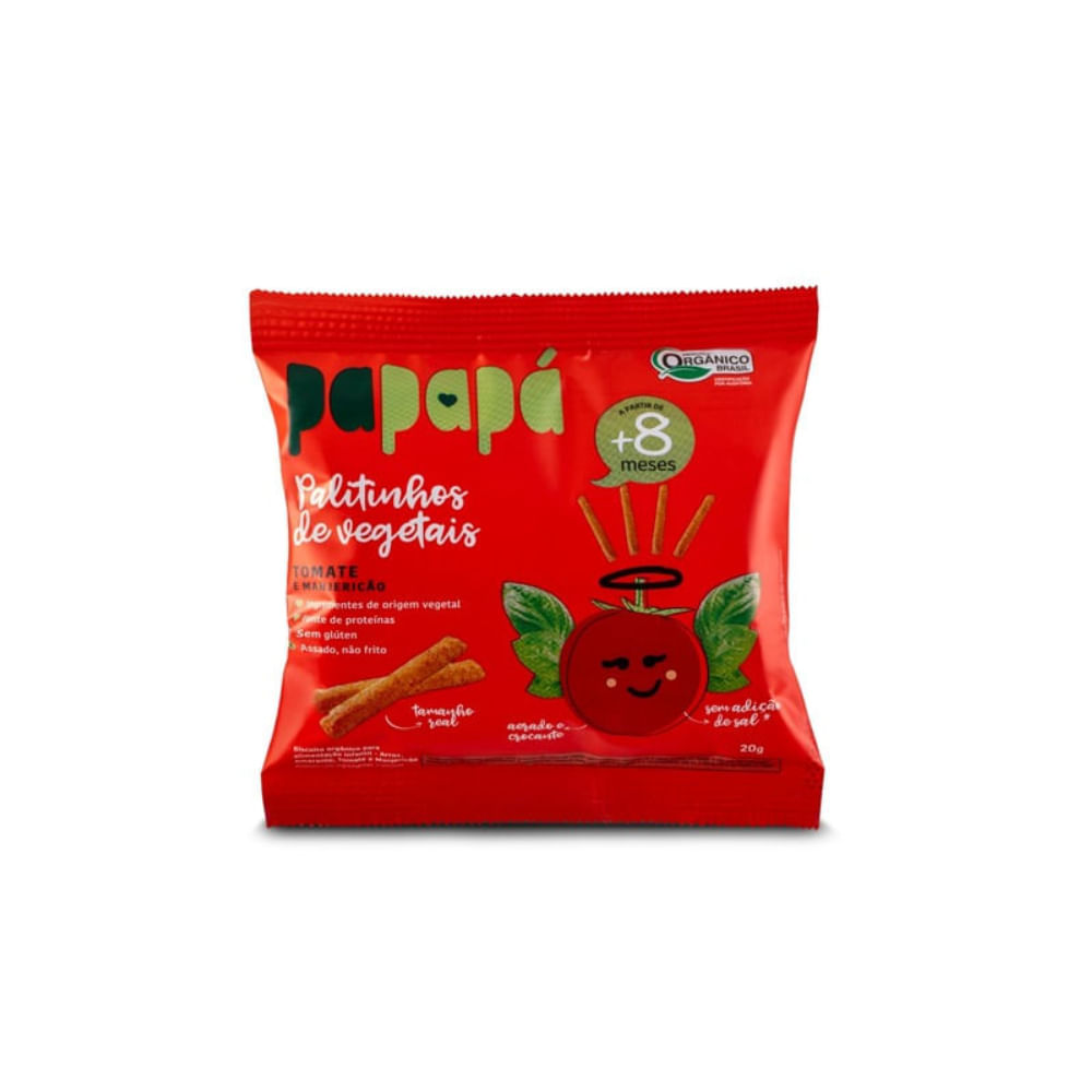 Palitinhos De Vegetais Tomate E Majericão Papapá 20g