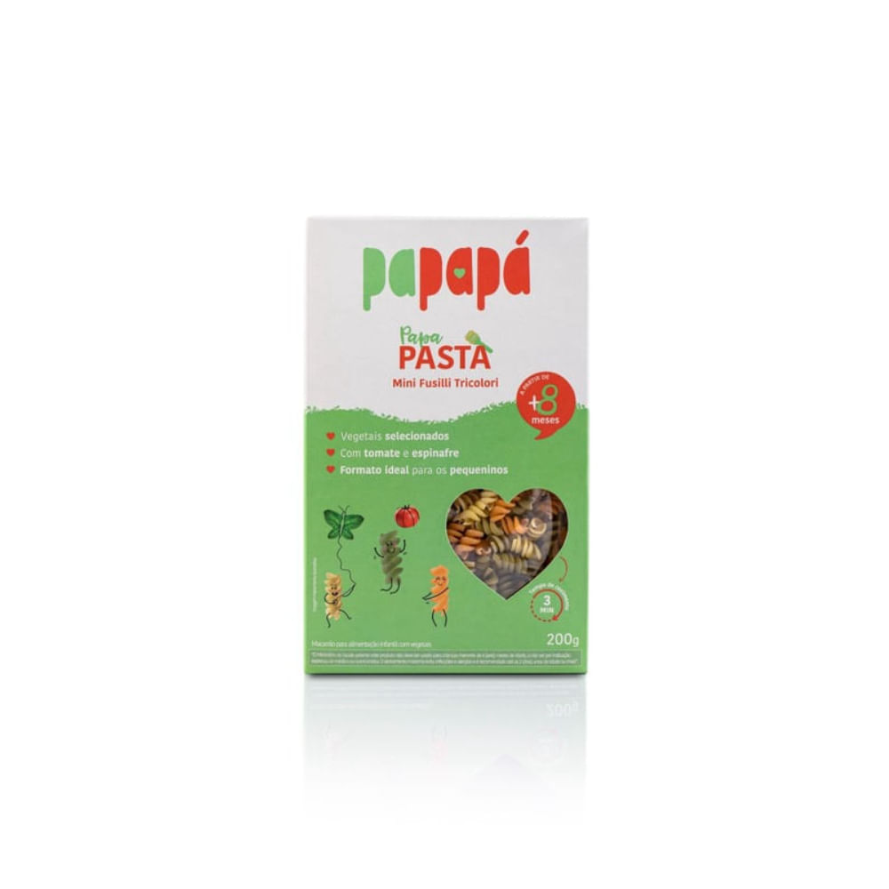 Macarrão Infantil Mini Fusilli Tricolori Com Vegetais Papapá 200g