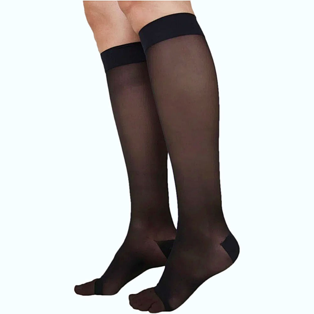 Meia 3/4 Ever Sheer Sigvaris - 20-30 Mmhg - Fechada - Preta - M2