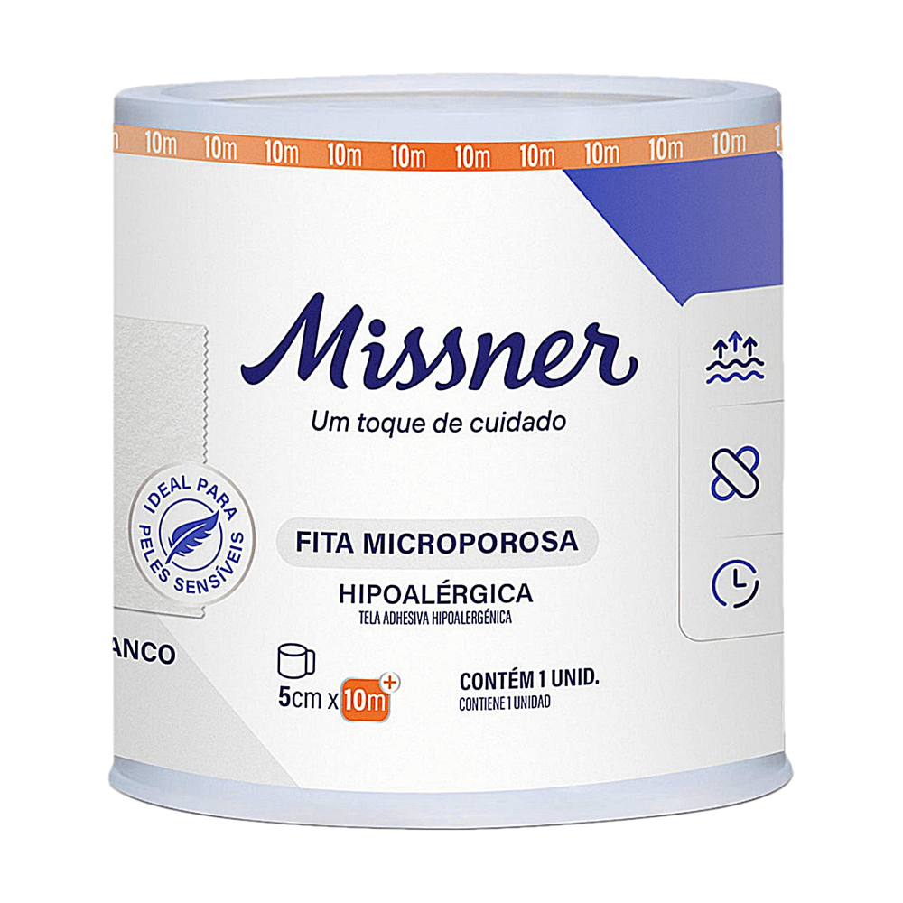 Fita Microporosa Missner - Branco - 5cm X 10m