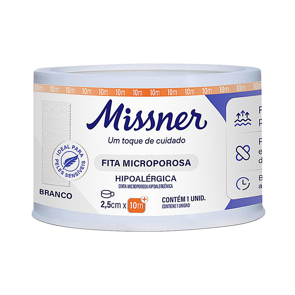 Fita Microporosa Missner - Branco - 2,5cm X 10m