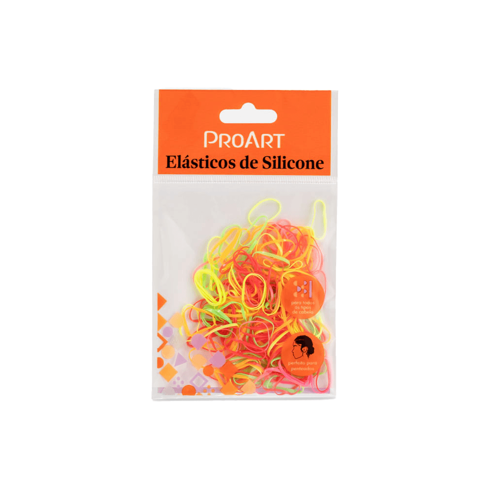Elástico De Silicone Para Cabelo Proart 200 Unidades Colorido