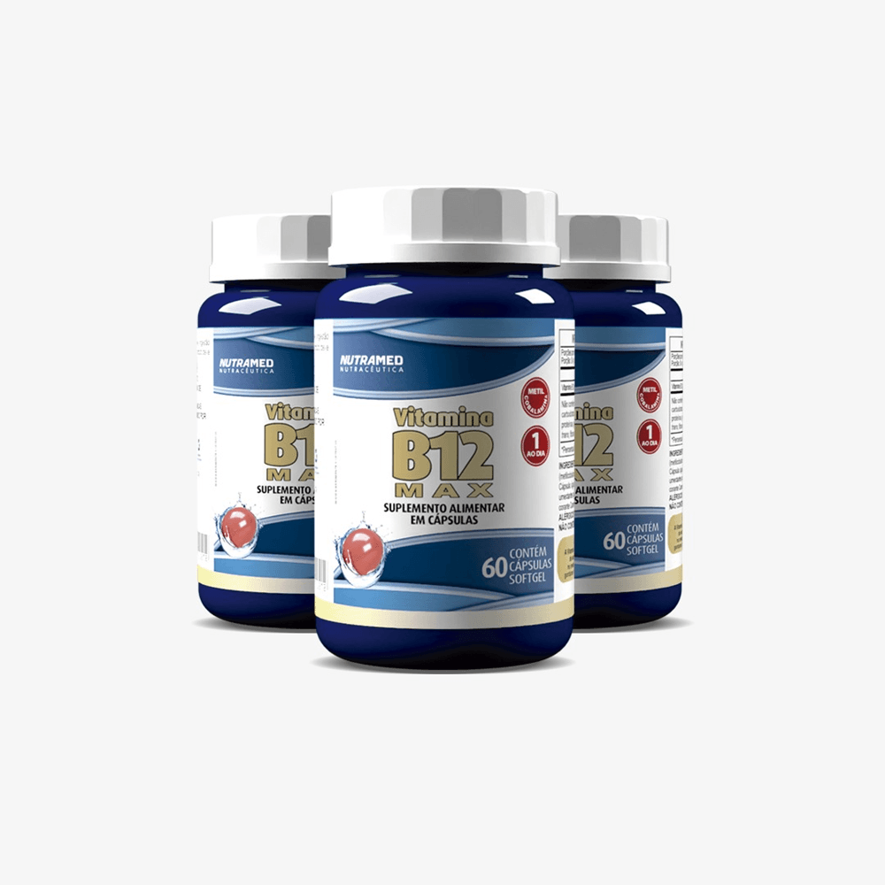 Vitamina B12 MAX (Metilcobalamina) 60 cápsulas Kit 3 unidades