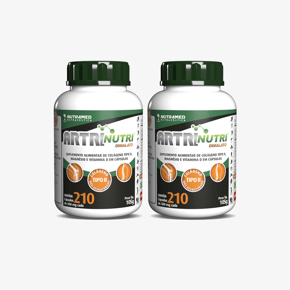 Kit Com 2 Unidades De Artrinutri Dimalato Colágeno Tipo Ii + Magnésio Dimalato + D3 210 Cápsulas Nutramed