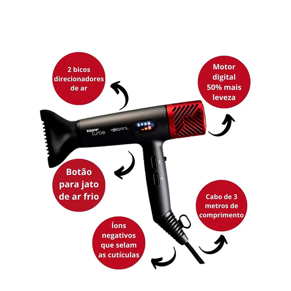 Taiff Secador Turbe Digital 2400w 220v Secador de Cabelo