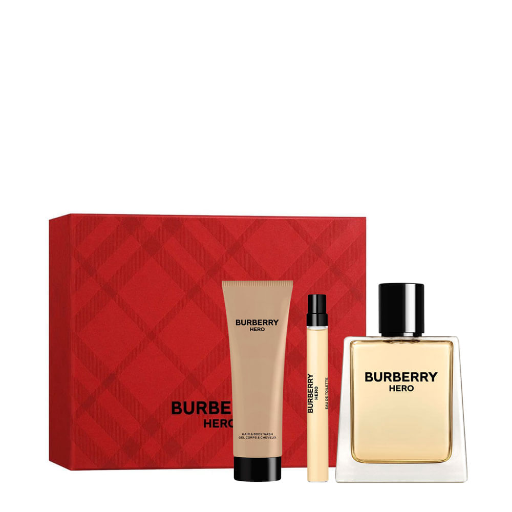 Kit Burberry Hero Masculino Eau De Toilette 100ml + Shower Gel 75ml + Miniatura 10ml