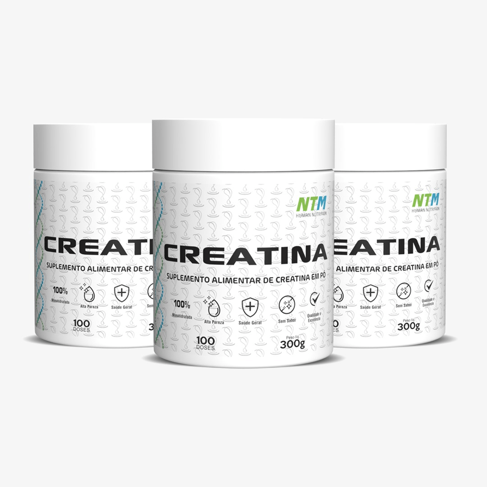 Kit 3 Unidades Creatina 100% Monohidratada - 300g (100 Doses) Nutramed