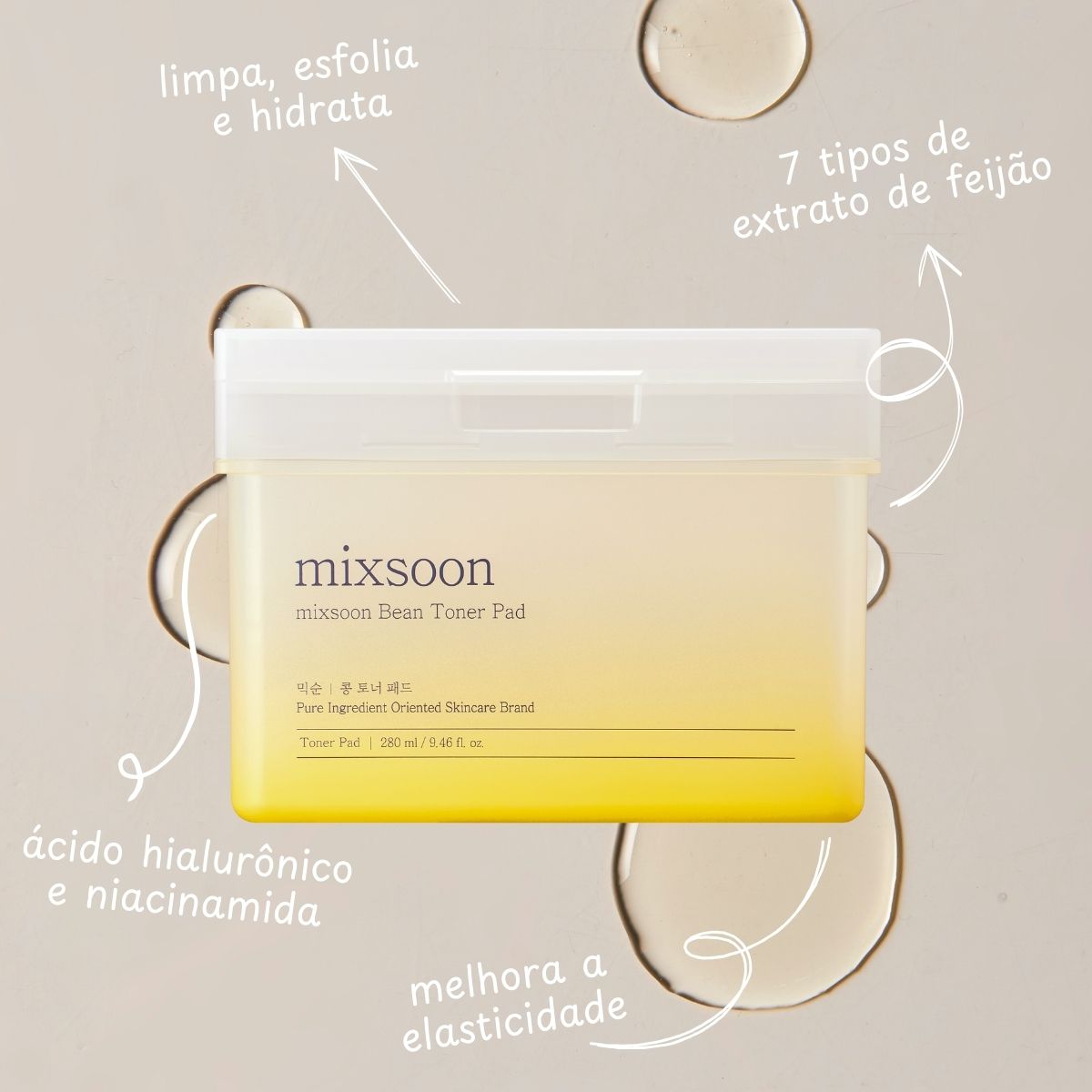 Tônico em almofada mixsoon Bean Toner Pad 70 Unidades