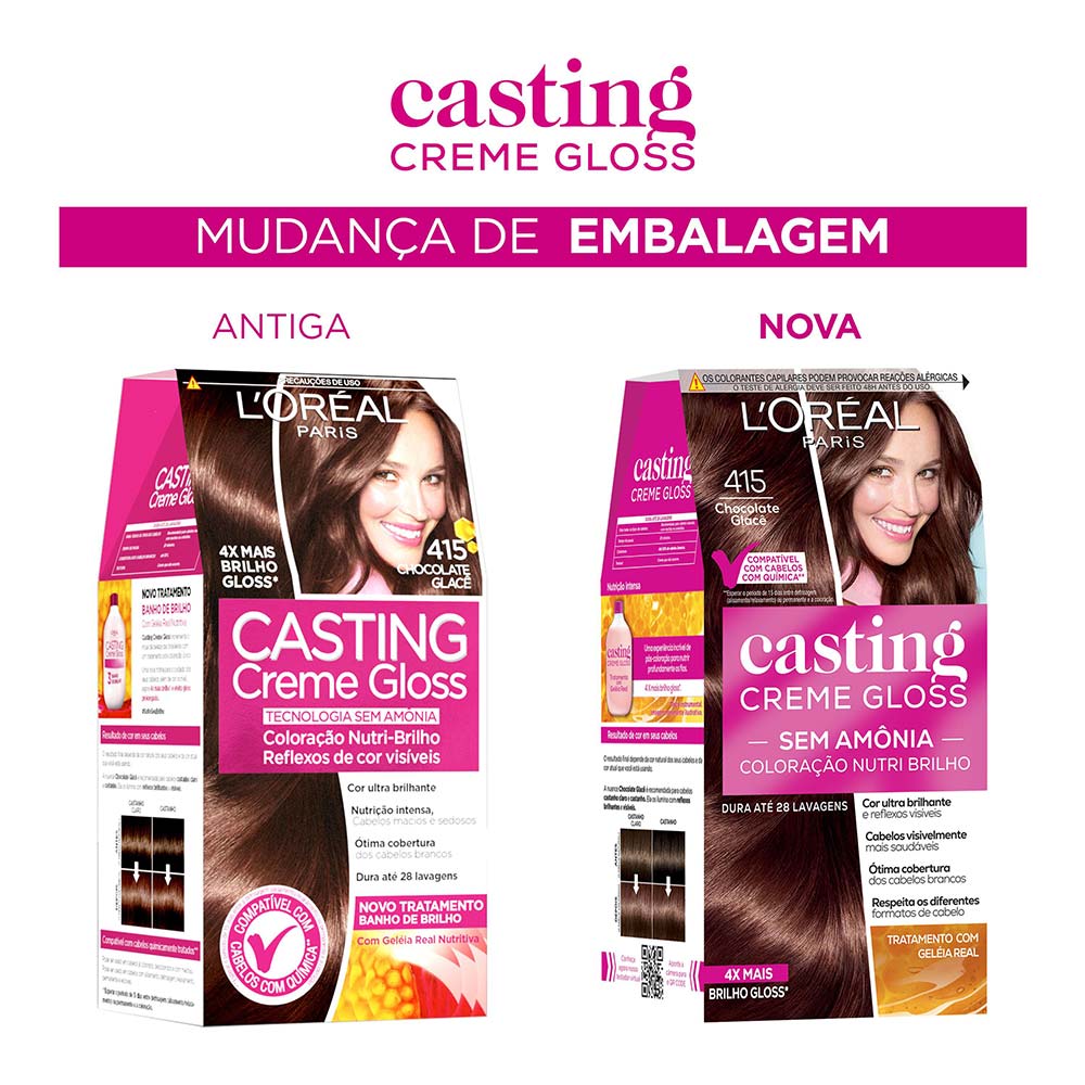 Coloração Casting Creme Gloss L'Oréal Paris 415 Chocolate Glacê