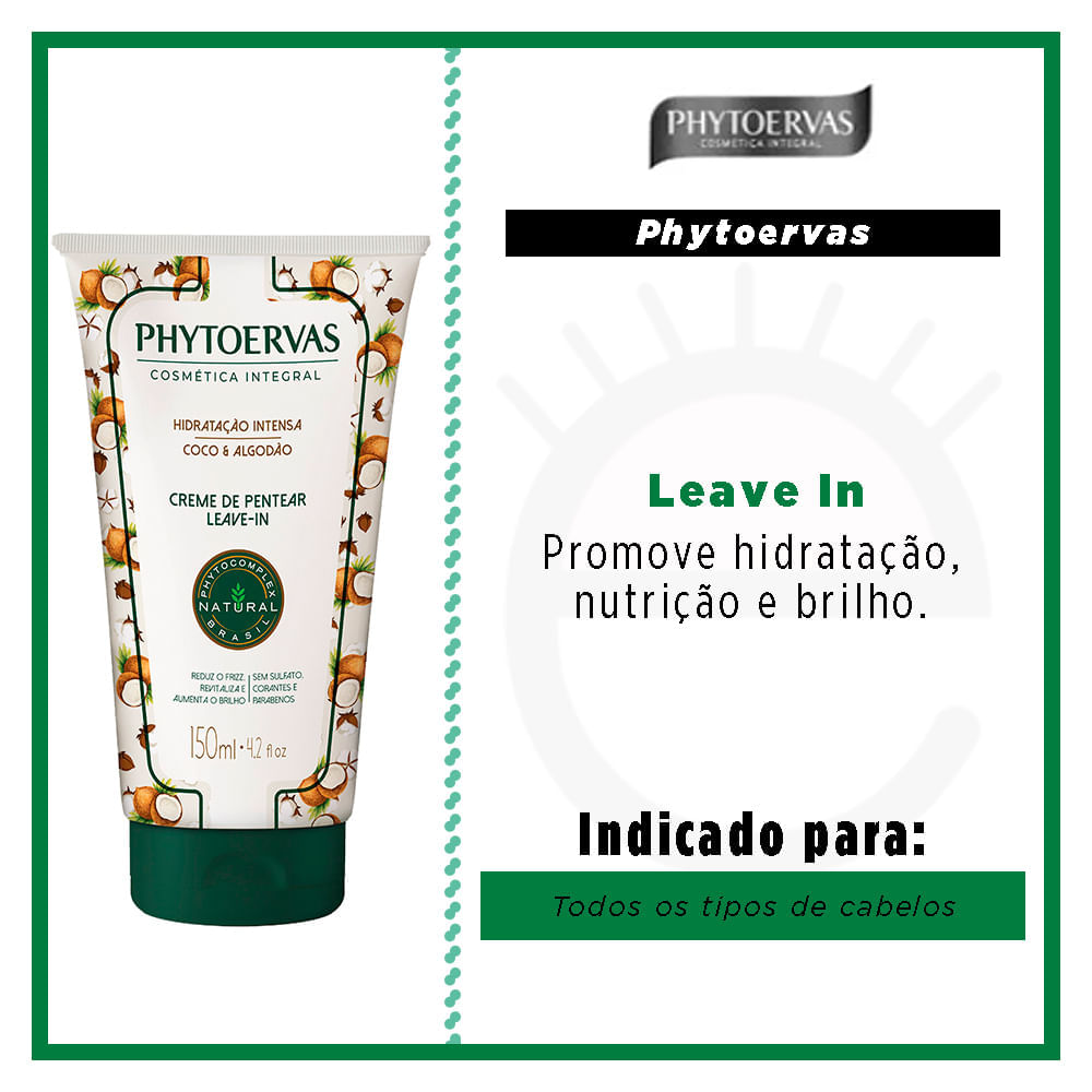 Phytoervas Hidratação Intensa Coco e Algodão Leave In 150ml