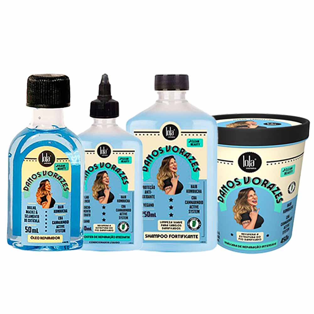 Lola Cosmetics Danos Vorazes Kit Óleo + Shampoo + Máscara + Booster Kit