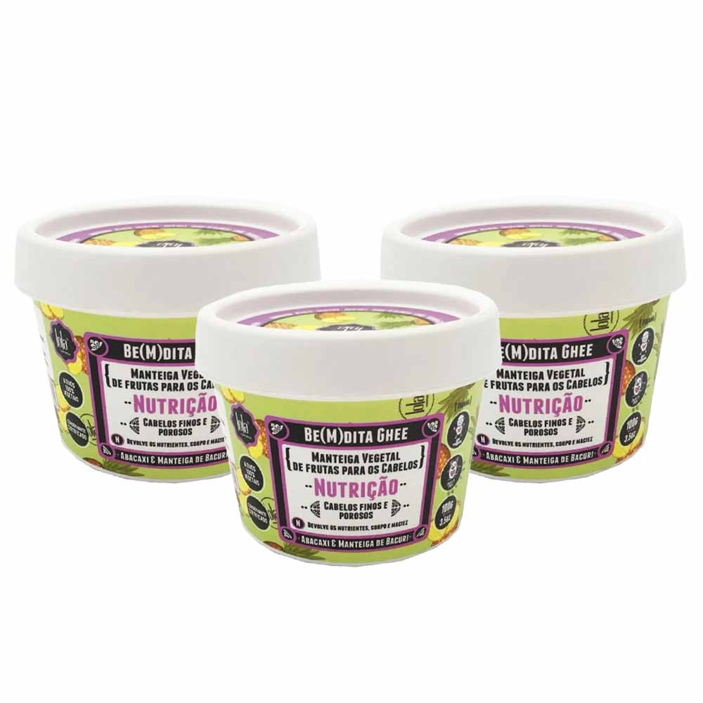 Lola Cosmetics Be(m)dita Ghee Abacaxi E Manteiga De Bacuri Kit Máscara De Nutrição Com 3 Unidades