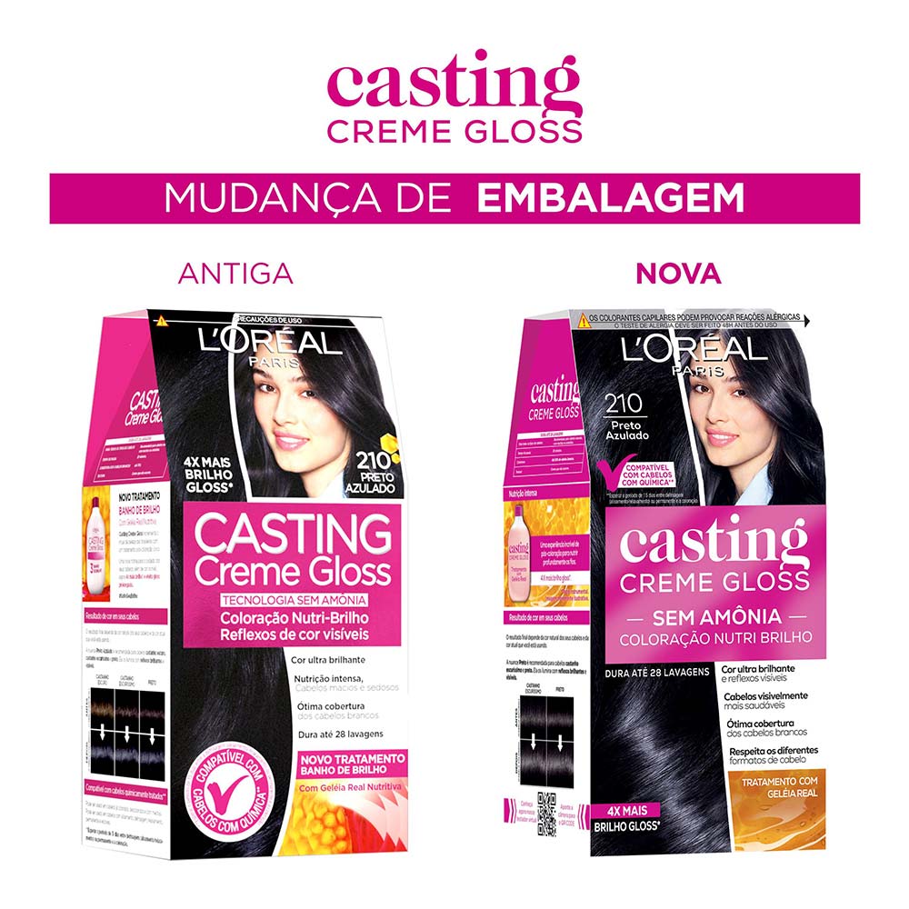 Coloração Casting Creme Gloss L'Oréal Paris 210 Preto Azulado