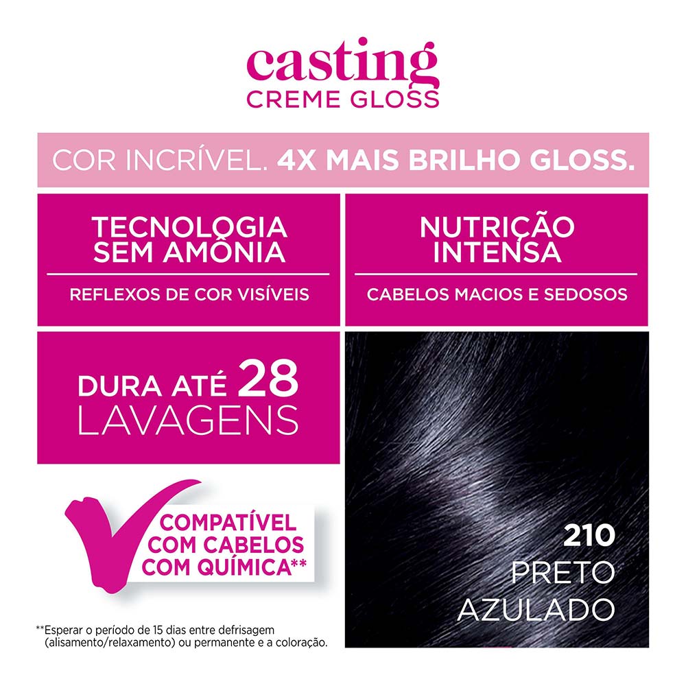 Coloração Casting Creme Gloss L'Oréal Paris 210 Preto Azulado