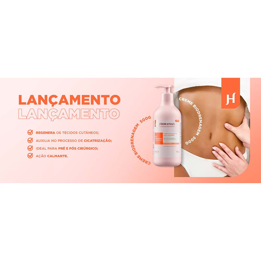 Creme Desodorante para Massagem Corporal e Facial Hidramais Bio Drenagem 500g