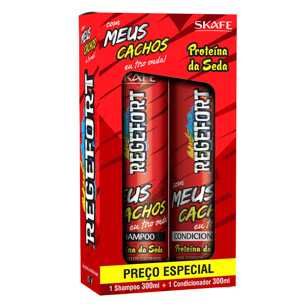 Skafe Regefort Com Meus Cachos Eu tiro Onda Kit Shampoo e Condicionador