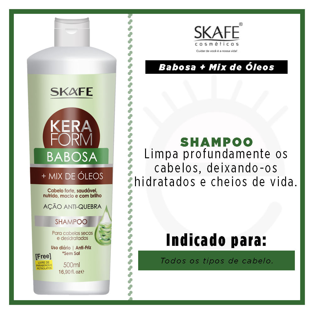 Shampoo Keraform Babosa e Mix de Óleos Skafe 500ml