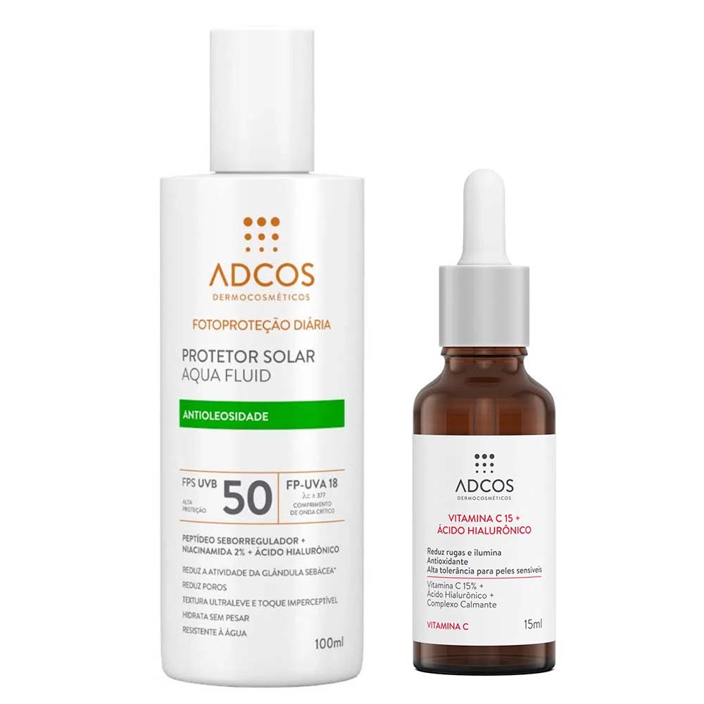 Adcos Dermocosméticos Kit Sérum Facial + Protetor Solar Aqua Fluid FPS50