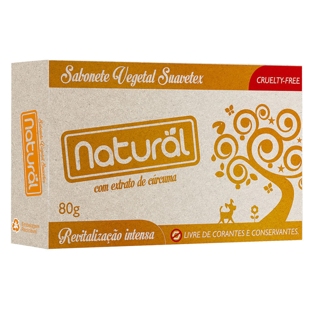 Sabonete em Barra Orgânico Natural - Suavetex Extrato de Cúrcuma 80g