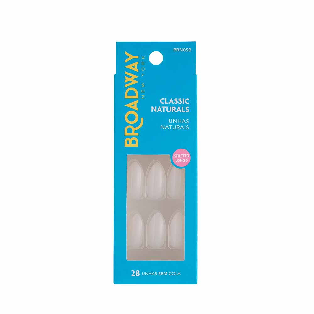 Unhas Naturais Kiss Ny Broadway Stiletto Longo