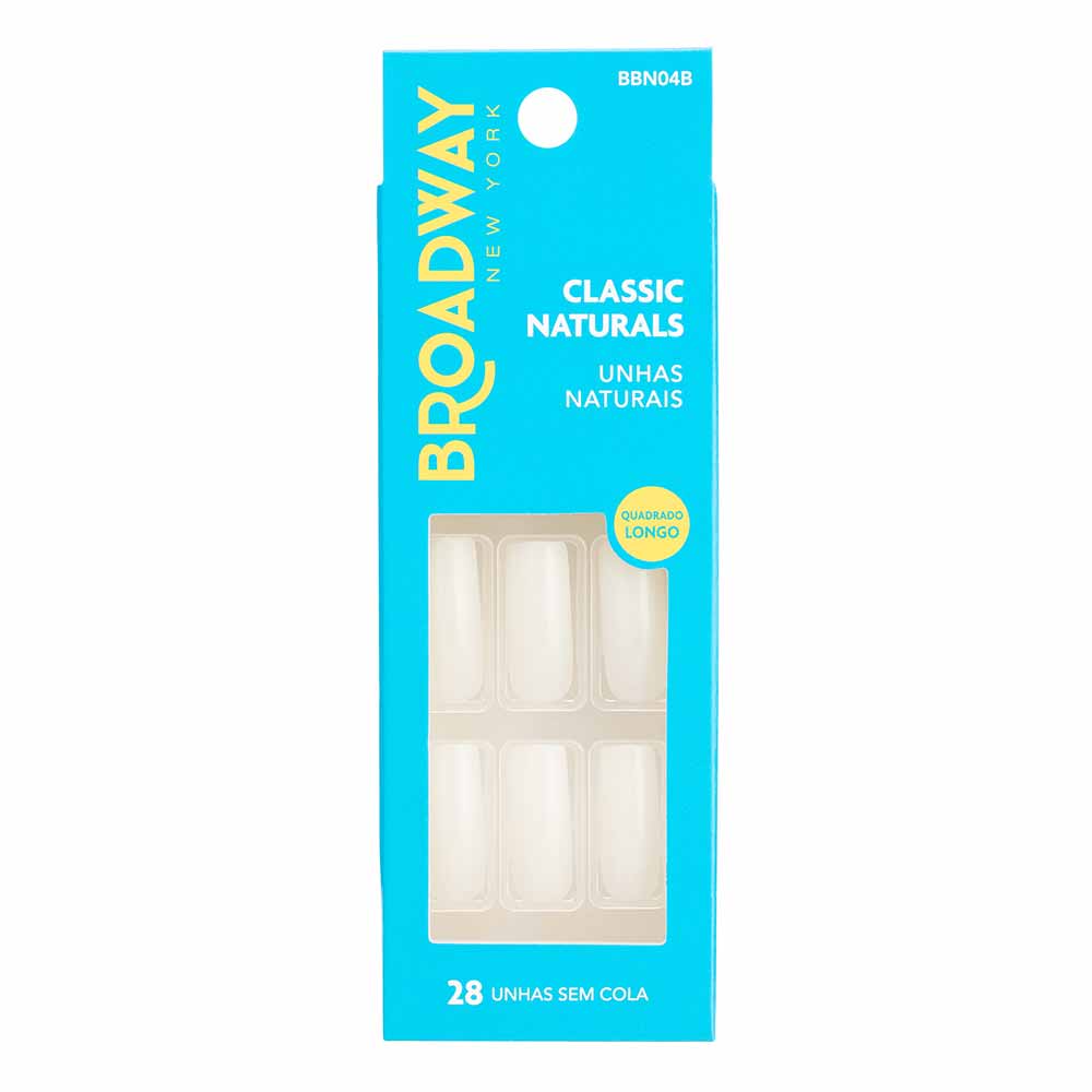 Unhas Naturais Kiss Ny Broadway Quadrado Longo