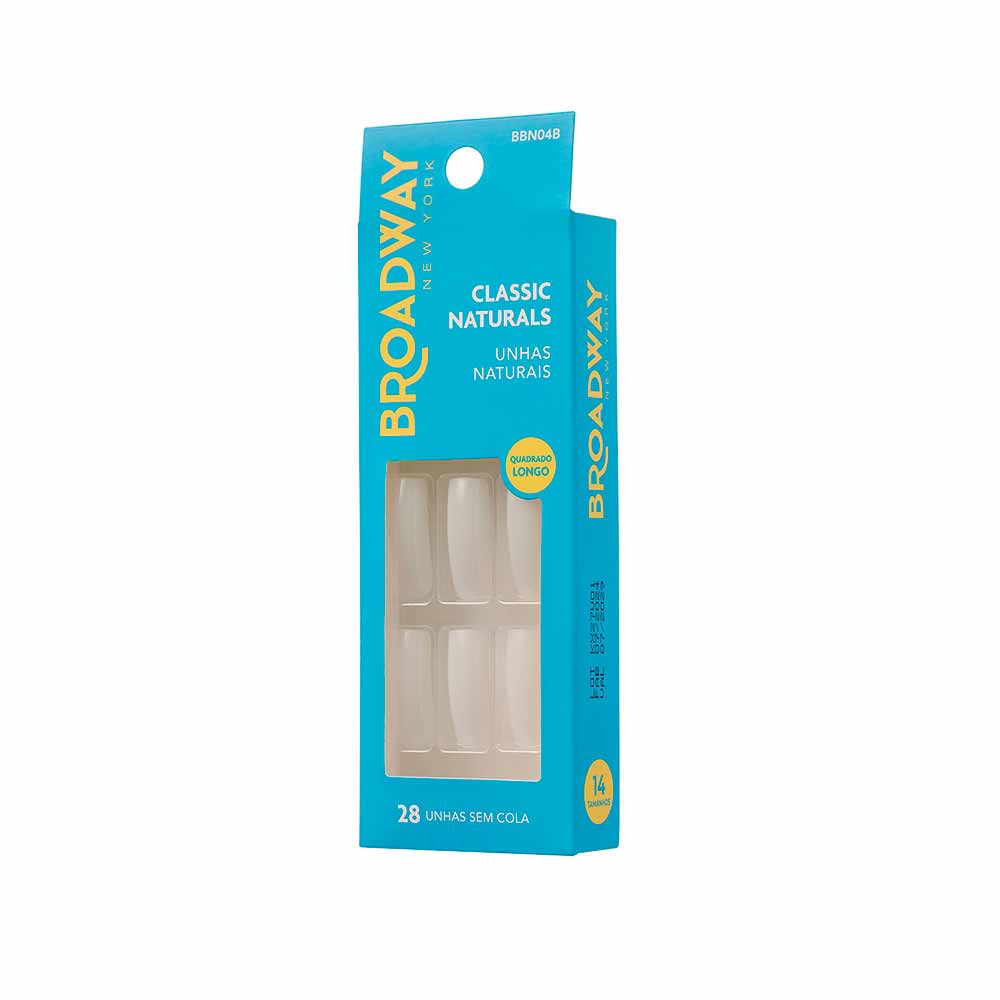 Unhas Naturais Kiss NY Broadway Quadrado Longo