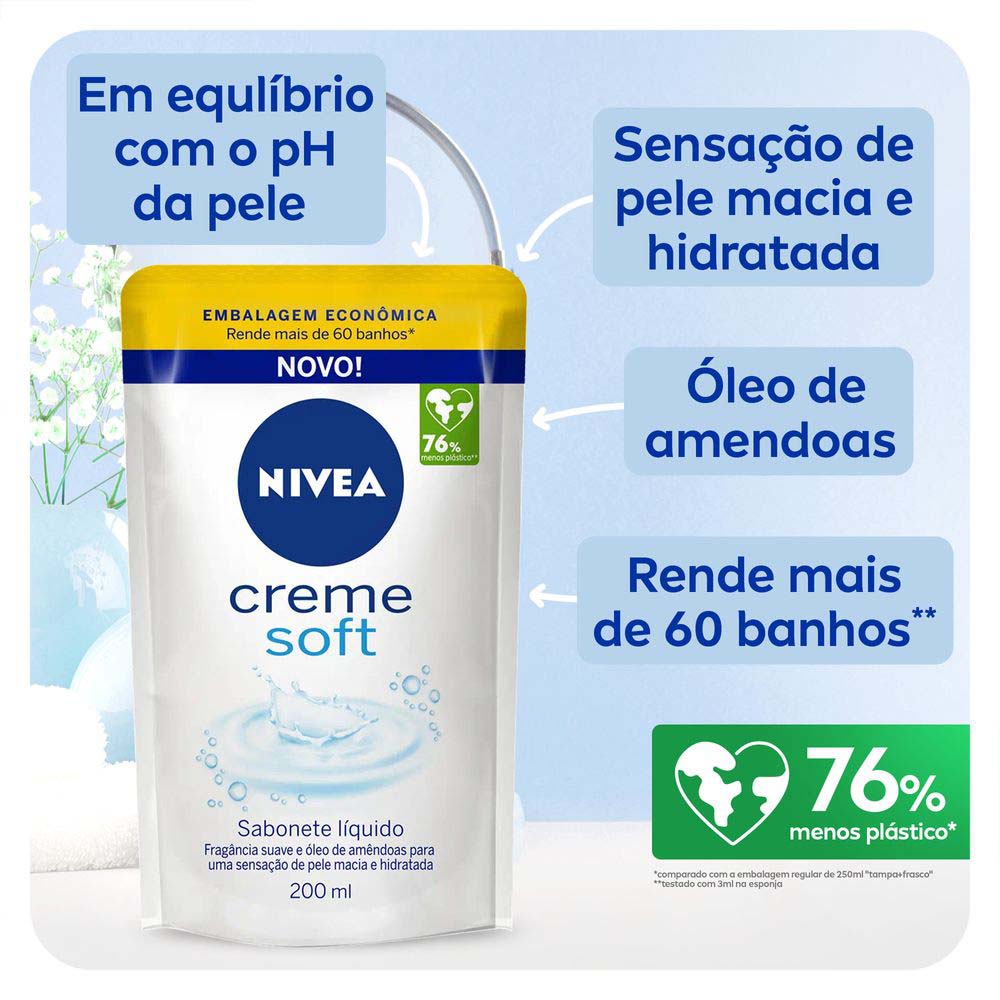 Sabonete Líquido NIVEA Creme Soft Refil 200ml