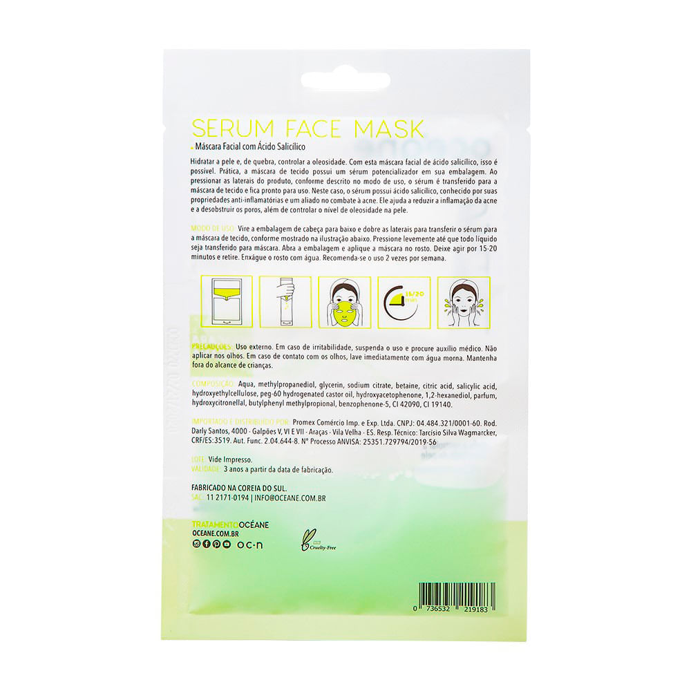 Máscara Facial com Ácido Salicílico Océane Sérum Face Mask