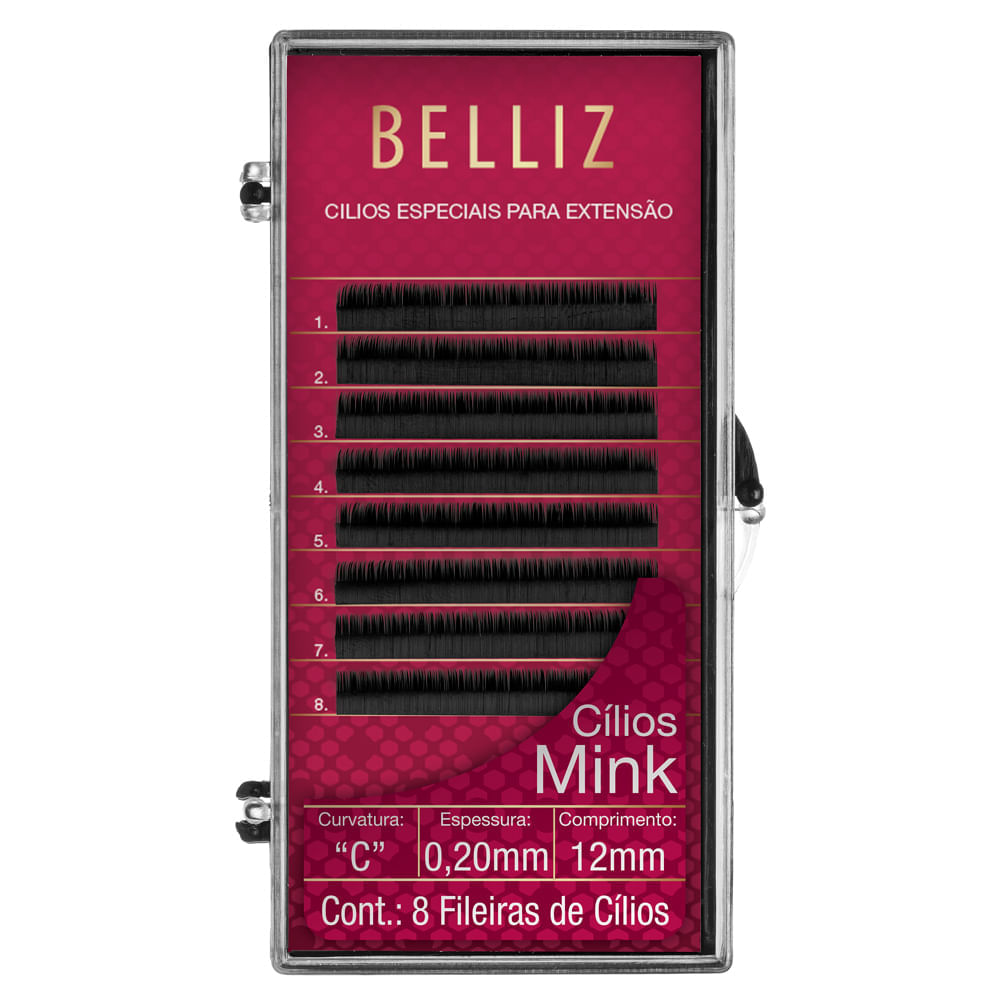 Cílios Para Alongamento Belliz - Mink C 020 12mm