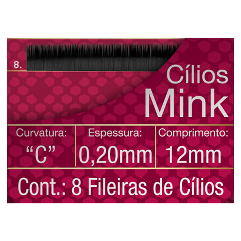 Cílios para Alongamento Belliz - Mink C 020 12mm