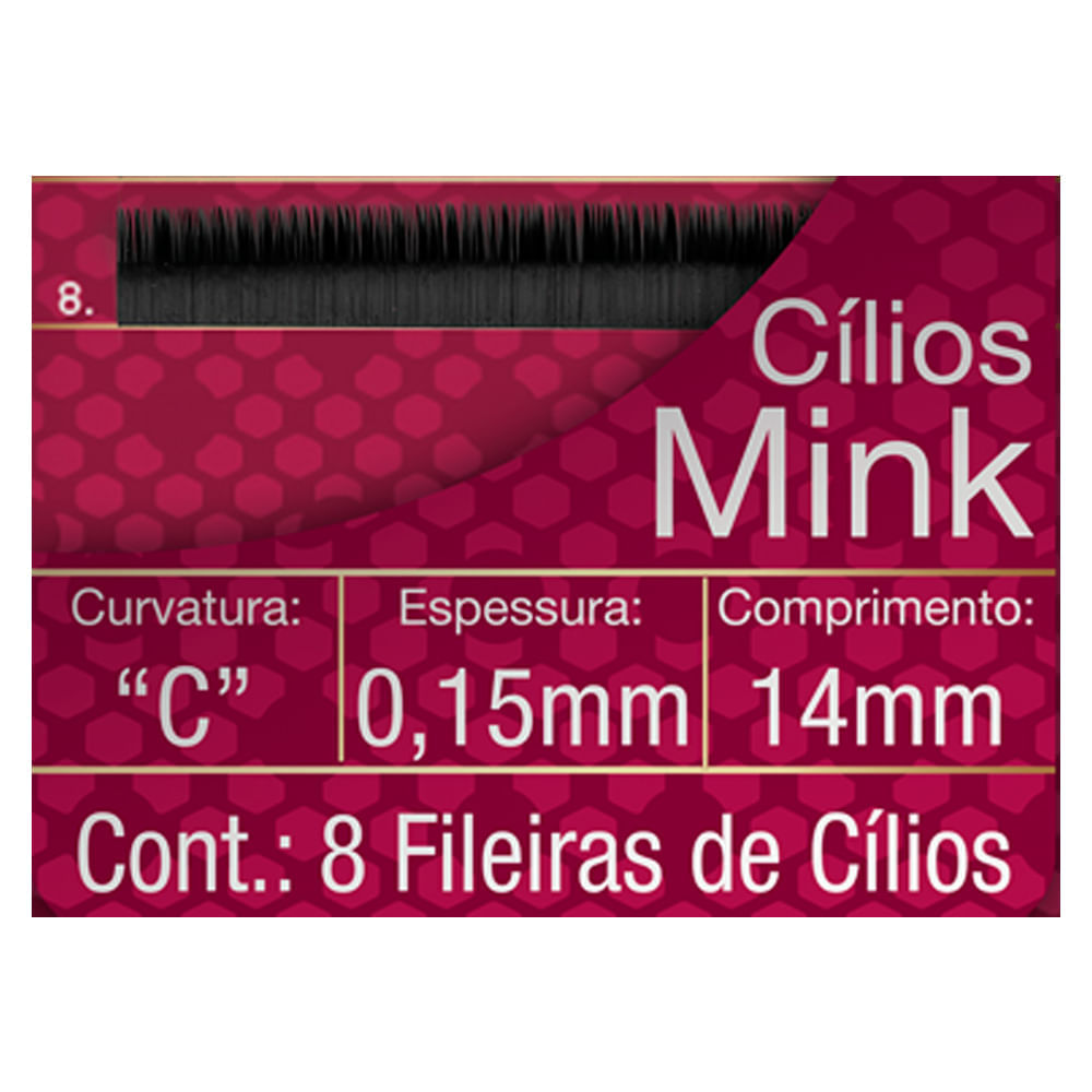 Cílios para Alongamento Belliz - Mink C 015 14mm