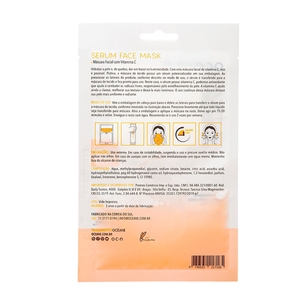 Máscara Facial Océane Sérum Face Mask Vitamina C