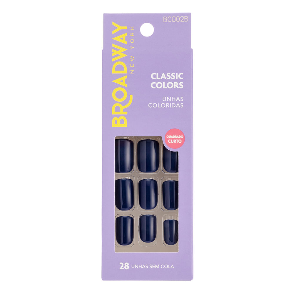 Unhas Coloridas Kiss Ny Broadway Baby Blue Quadrado Curto