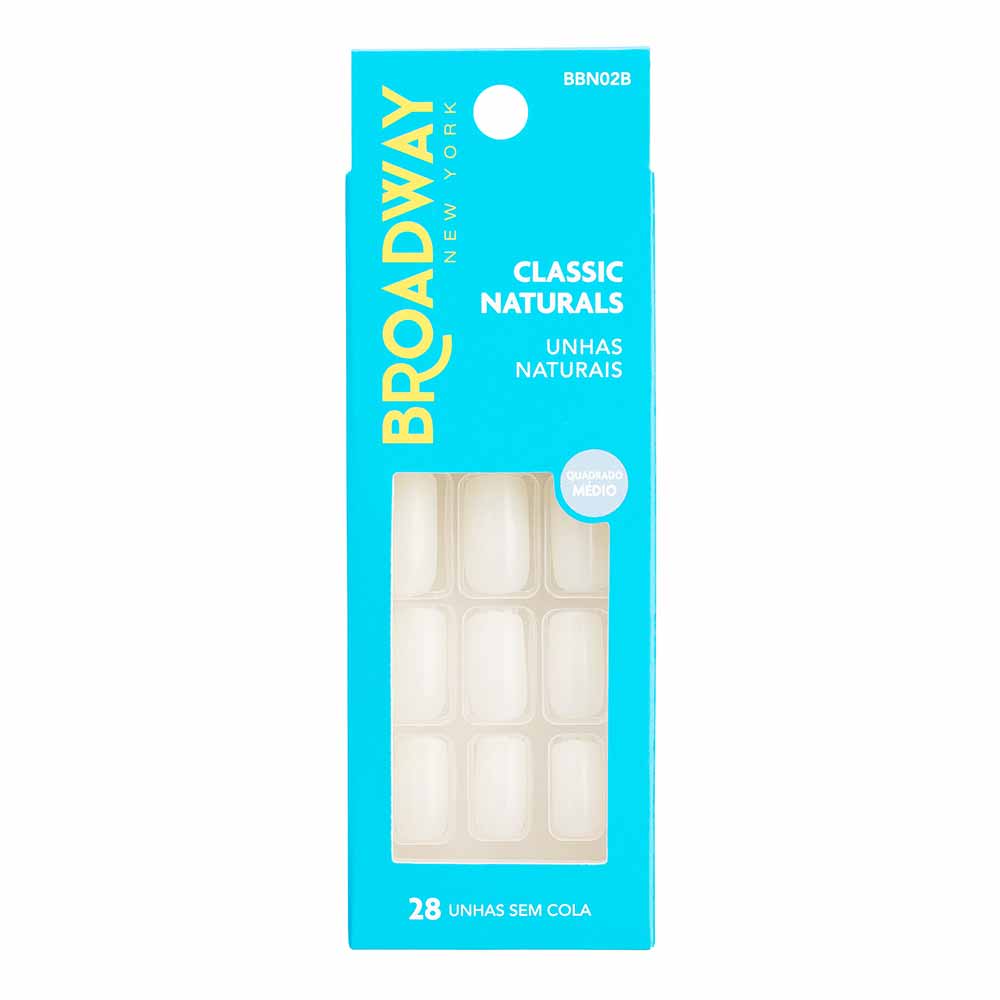 Unhas Naturais Kiss NY Broadway Quadrado Médio