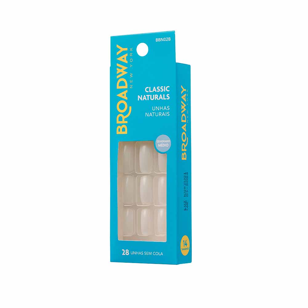 Unhas Naturais Kiss NY Broadway Quadrado Médio