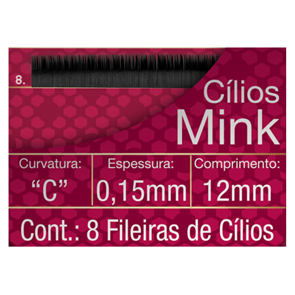 Cílios para Alongamento Belliz Mink C 015 12mm