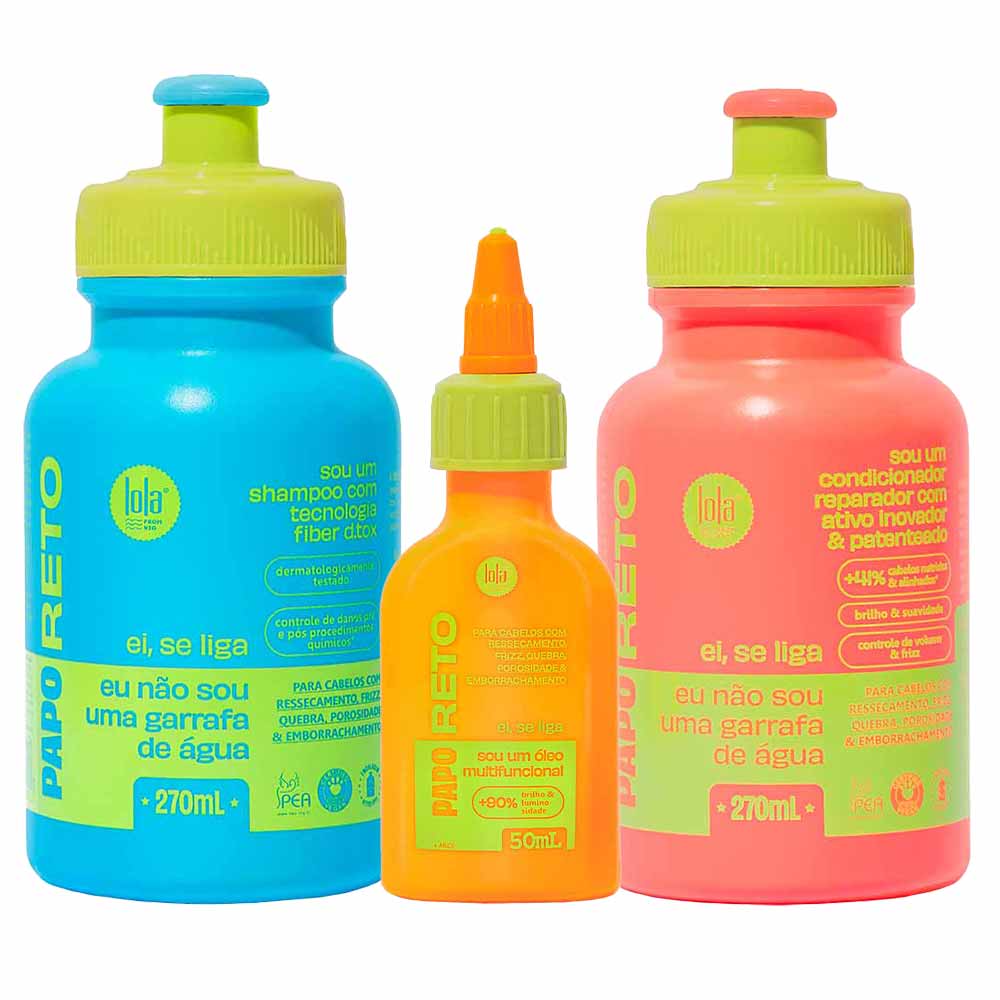 Lola From Rio Papo Reto Kit Shampoo + Condicionador + Óleo Capilar