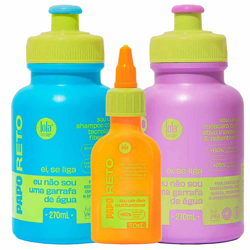 Lola From Rio Papo Reto Kit Máscara Fluída + Óleo Capilar + Shampoo