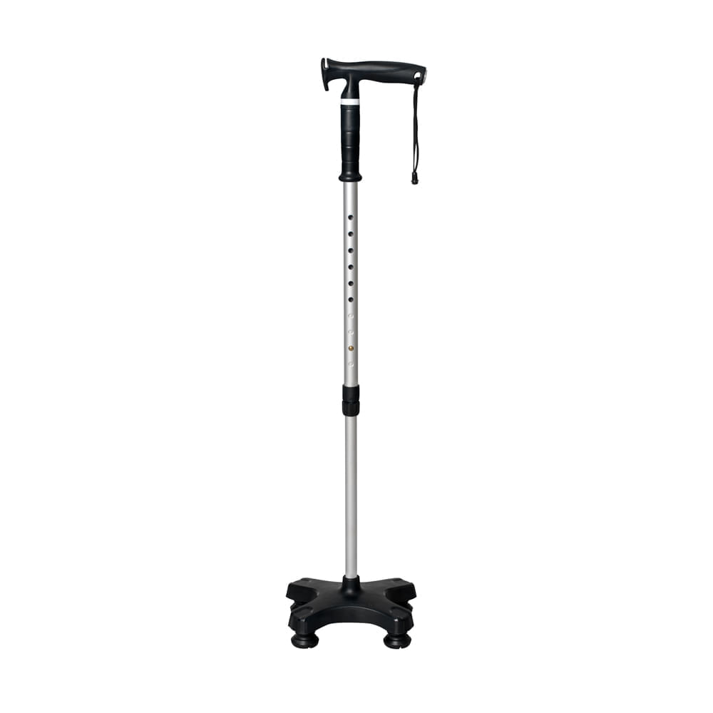 Bengala Tipo T 4 Pontas Com Apoio Preta Único Preta