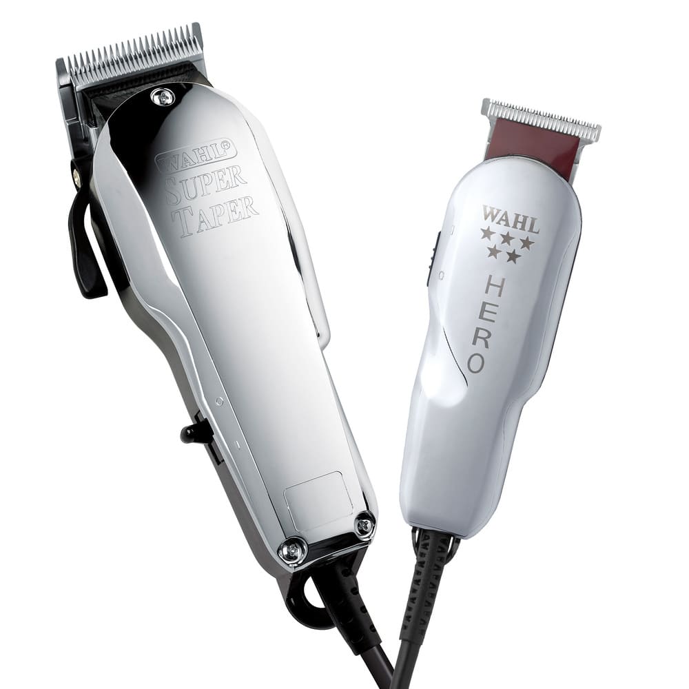 Kit Máquina De Cortar Cabelo Wahl Super Taper Chrome E Hero 220v