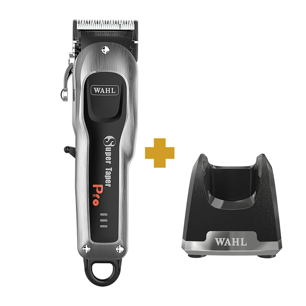 Kit Máquina de Cortar Cabelo Wahl Super Taper Pro Cordless Bivolt  Base carregadora Premium Bivolt Wahl