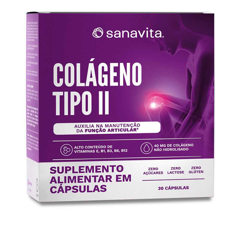Suplemento de Colágeno Tipo 2 Sanavita 30 Cápsulas (40g cada)