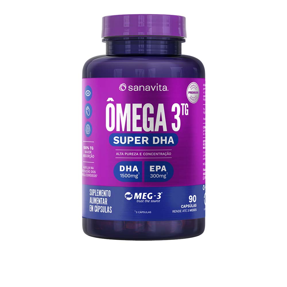 Ômega 3ᵀᴳ Super DHA Sanavita 90 Cápsulas