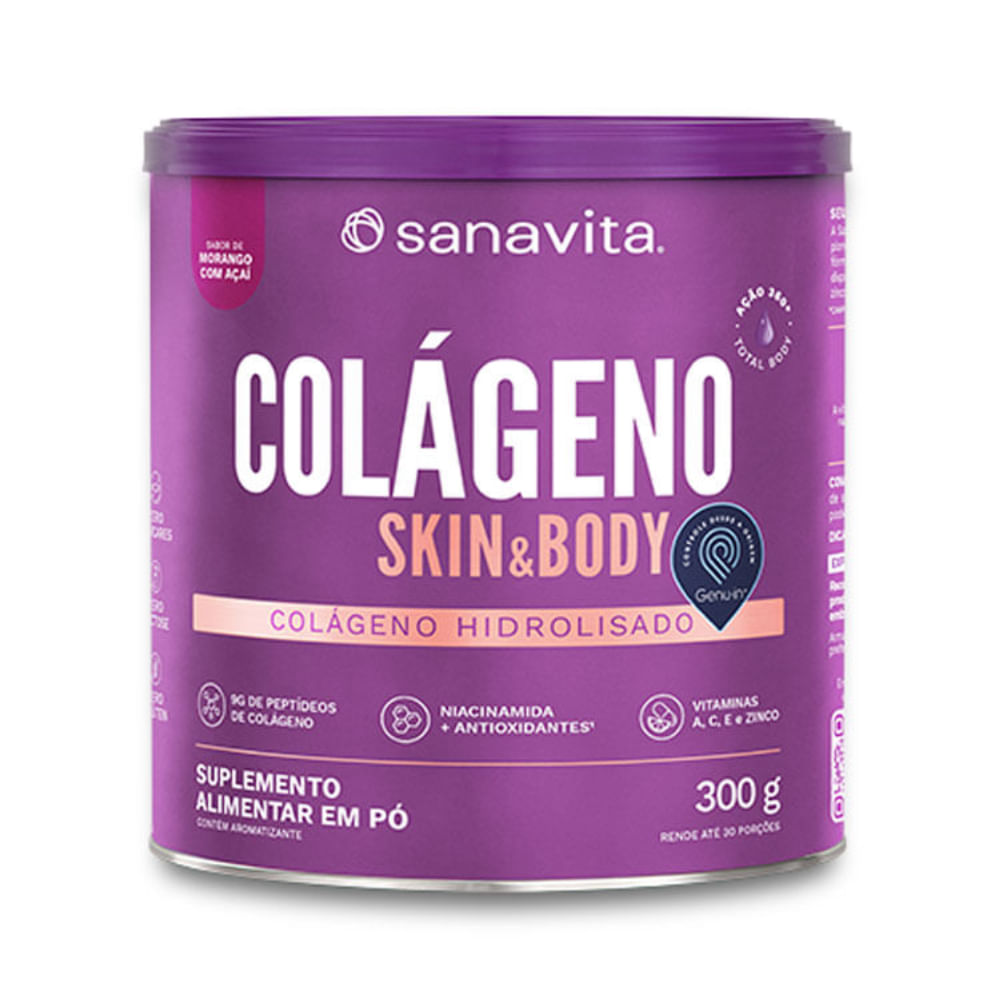 Colágeno Skin Sanavita Morango Com Açaí 300g
