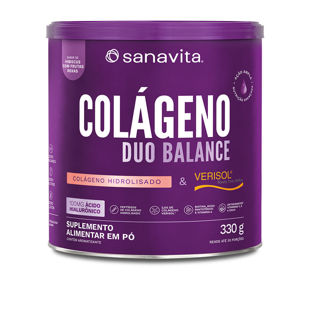 Suplemento de Colágeno Duo Balance Hibiscus e Frutas Roxas Sanavita 330g