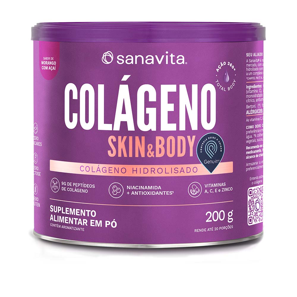 Colágeno Skin Sanavita Morango Com Açaí 200g
