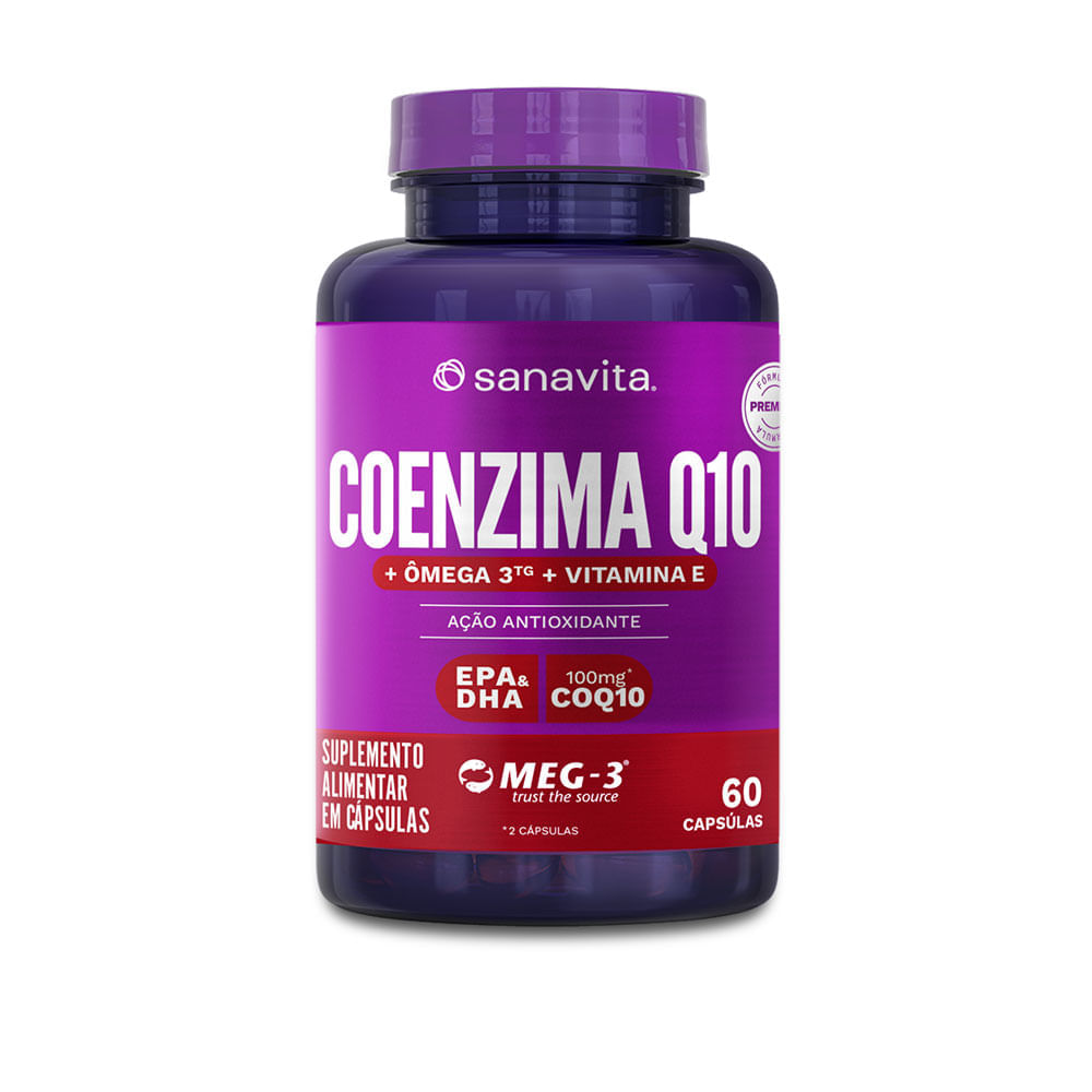 Coenzima Q10 Com Ômega 3tg Sanavita Absorção Otimizada 60 Cápsulas