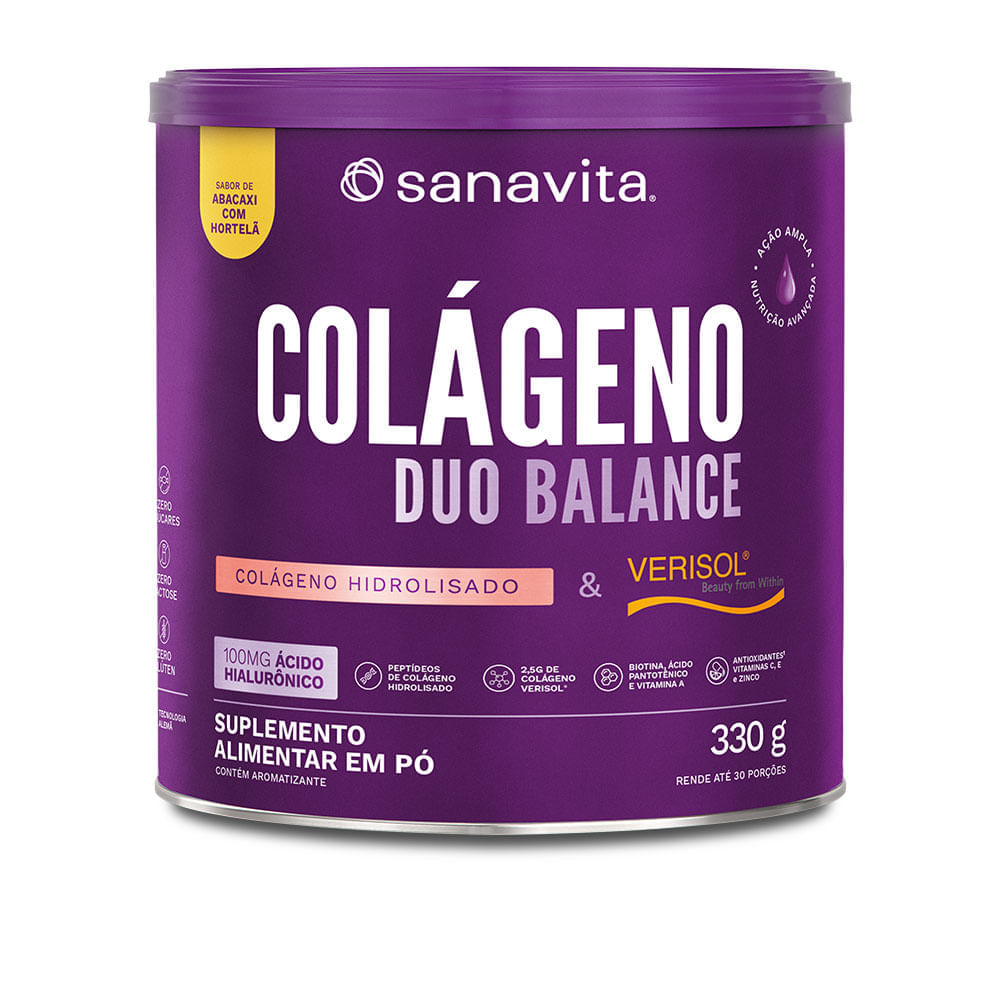Colágeno Verisol Sabor Abacaxi Com Hortelã Sanavita + Ácido Hialurônico 330G