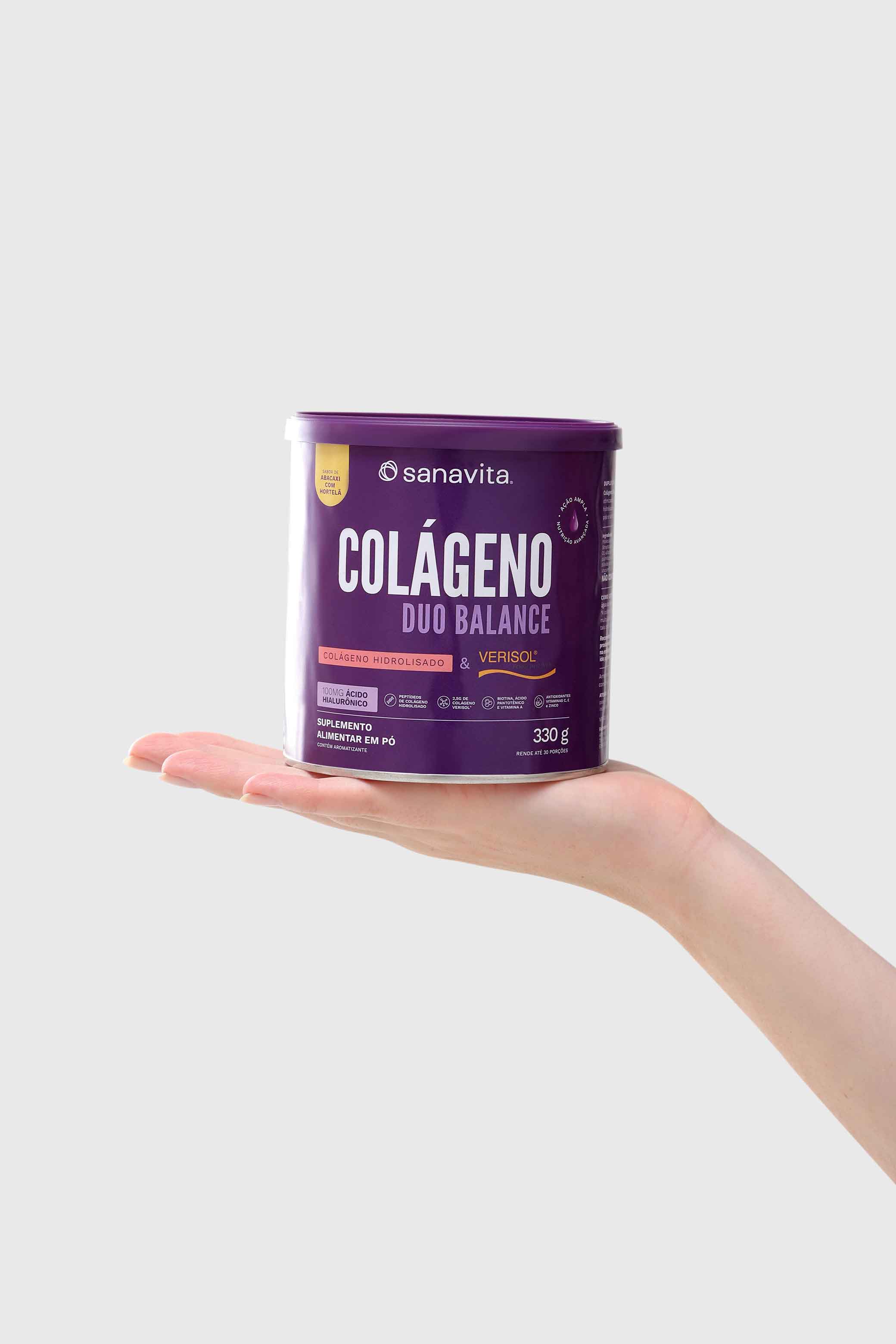Colágeno Verisol Sabor Abacaxi Com Hortelã Sanavita + Ácido Hialurônico 330G